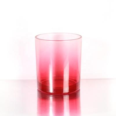 China Gift & Craft Ru Star Latest Design Luxury Gradient Color Round Glass Candle Vessel For Candle Holder for sale