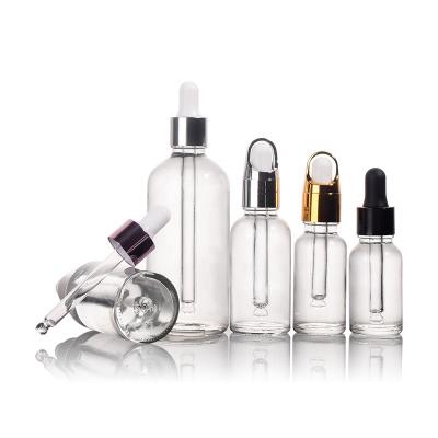 China Cosmetic Ru Star Factory Sale Elegant Clear 20ml 50ml 100ml 120ml Essential  Oil Glass Bottle With Dropper for sale