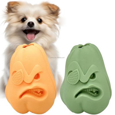 China Sustainable New Design Durable Pet Leaking pumpkin Treat Toy silicone Interactive Teeth Cleaning Leakage Food Toys Strong bite resistant for sale