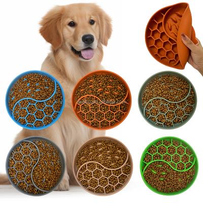 China Sustainable NEW Silicone Pet Slow Feeder Bowl Lick Mat Silicone Dog Bowl with Suction Cup Dog Cat Puzzle Lick Mat to Slow Down Eating Dog for sale