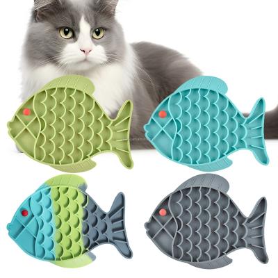 China Sustainable NEW factory Fish Licking Mat for Dogs Cats, Premium Lick Mats with Suction Cups for Dog Anxiety Relief Cat Lick Pad Treat Mat for sale