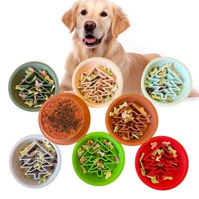 China Sustainable New Christmas design 2 in 1 Lick Mat bowl for Dogs & Cats, Dog Lick Mat Silicone Dog Lick Bowl Interactive Slow Feeder Bowl for sale