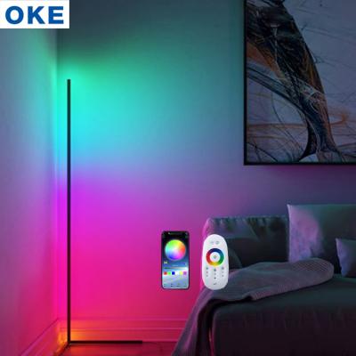 China Factory Direct Selling Rainbow RGB Color Changeable RGB Color Hotel Home Villa Decoration 140cm LED Corner Floor Lamp for sale