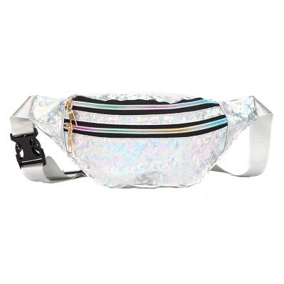 China Water Proof Sequin Waist Bag Holographic Laser PU Holographic Shiny Cross Fanny Pack - Body Pouch Closure Coin Purse Women Girl Bum Belt Chest for sale