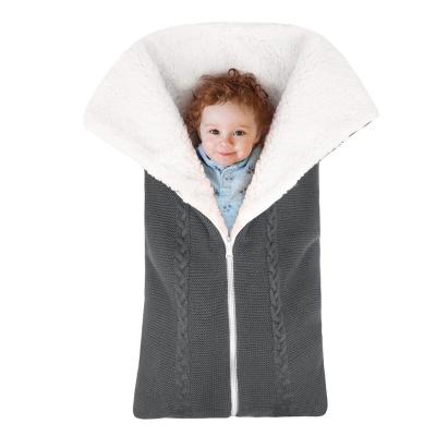 China Anti-Static Neutral Fluffy Knit Boys Girls Cotton Plush Baby Wrap Cute Adjustable Infant Blanket Sleeping Bag for sale