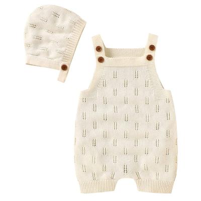 China 100% Cotton Knit Sleeveless Baby Romper With Hat Super Soft 100% Cotton Jumpsuit Onesies Newborn And Cozy Jumpsuit Baby With Hat for sale