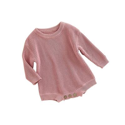 China OEM Baby Romper Soft Cozy Wholesale Newborn Organic Knitted Baby Pajamas Kids Winter Clothes Button Cotton Boy Girl Sweater Baby Rompers for sale