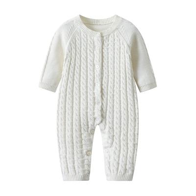 China Autumn Infant Baby Romper Soft Comfy Cotton Knit Long Sleeve Ruffle Solid Color Girls Overalls Newborn Girls Outfits Baby Clothes for sale