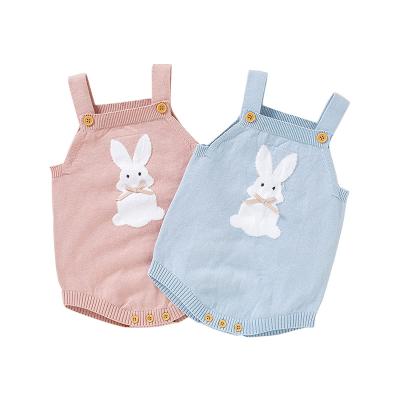 China Fashion Babies Boys Autumn Winter Romper Sleeveless Cartoon Soft Comfortable Print Rabbit Knitted Romper Baby Clothes Overalls for sale