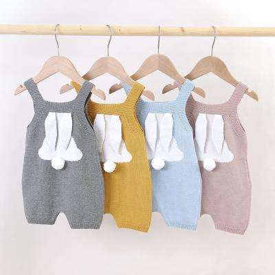 China Baby Boy Easter Rabbit Pattern Fashion Cute Newborn Soft Comfortable Knitted Romper Sleeveless Romper For Infant Kids for sale