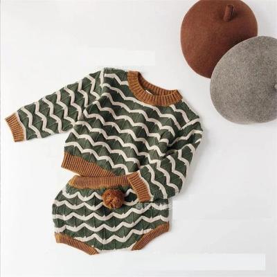 China 100% Cotton 100% Cotton Knitted Baby Clothes Casual Infant Newnorn Kids Clothing Sets Autumn Winter Pullover Sweaters Pants Sets for sale