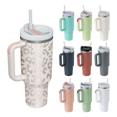 China Sustainable Wholesale Large Insulated Travel Mug 40 Oz Stainless Steel Tumbler With Handle And Straw Lid for sale