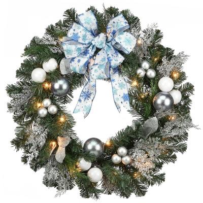 China Christamas Decoration Pe pvc Mixed Party Ornament Artifical Christmas Wreath With Colorful Led Light Christmas Garland for sale