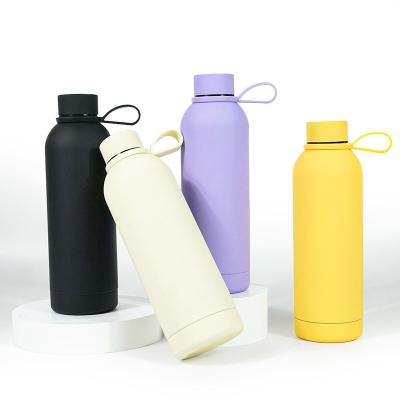 China Business Creative Custom Logo Colorful Insulated Stainless Steel Vacuum Bottle with Handle Lid Hot and Cold Water Bottle for sale