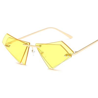 China New Retro Trendy Fashion Sun Glasses Manufacturer Steam Punk Rimless Sunglasses Triangle Designer Rectangle Halloween Rimless Sunglasses for sale