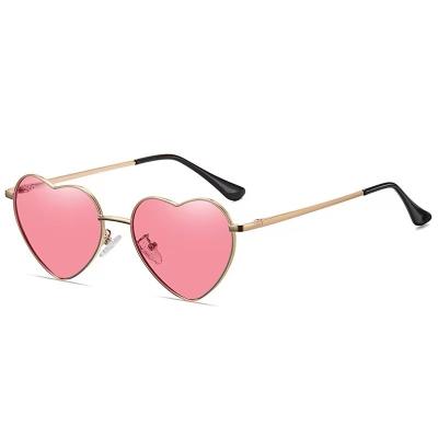 China High Quality Pink Korean Japanese Cute Love Heart Designer Polarized Mirrored Sunglasses for sale