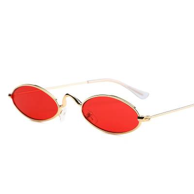 China 2022 Latest Vintage Oval Shape Sunglasses Wholesale Luxury Small Metal Frame For Women Men for sale