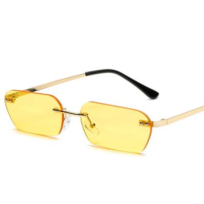 China Small Rectangle Rimless Glass Square Eyewear Rimless Square Sunglasses Small Eyewear for sale