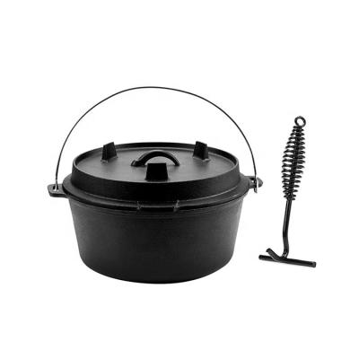 China General use for gas and induction cooker pre seasoned cast iron hanging camping cookware cooking pot for sale