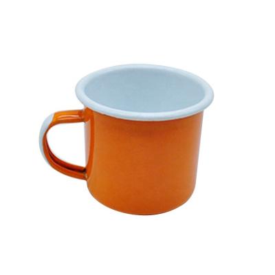 China Viable Custom Enamel Orange Camping Coffee Mug for sale