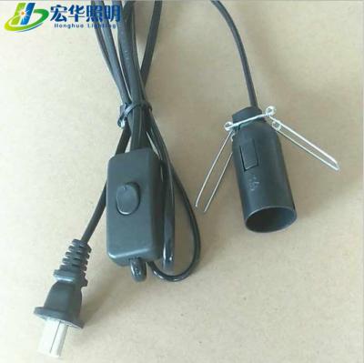 China Home Appliance Switch E12 Socket Salt Lamp Extension Power Cord Inline Flat Plug for sale