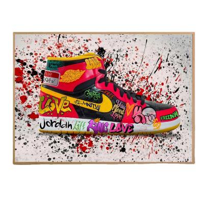 China Modern Colorful Abstract Shoes Freedon Silver Graffiti Artwork Wall Art Decor Canvas Painting For Living Room Decoration for sale