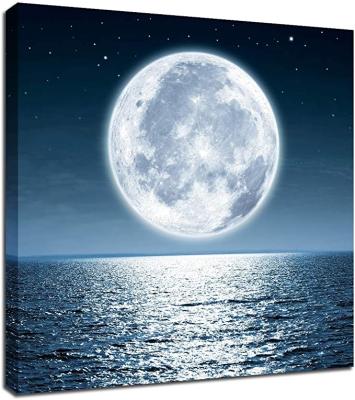 China Abstract Wall Art Canvas Modern Landscape Moon Painting Poster To Hang BedroomSea Ocean Framed Painting for sale