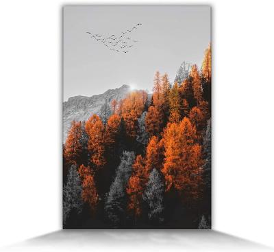 China Background Sunrise Mountain Wall Art Decor Landscape Canvas Orange Pastoral Black And White Trees Painting for sale