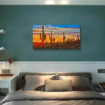 China Modern Home Prints Posters Painting Wall Artwork Canvas Wall Art Living Room Cactus Plant Landscape Painting for sale