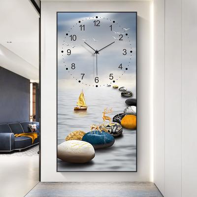 China Modern Simple Modern Living Room Synchronizes Wall Clock Home Art Clocks Canvas Painting Luxury for sale