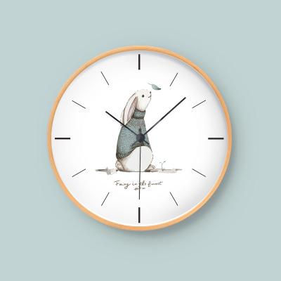 China Antique Style Around School Acrylic Rabbit Interior Ministry Wall Clock Decorative Creative Dual-Use Art for sale