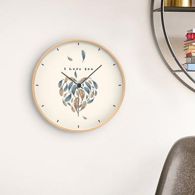 China Antique Home Decor Style Colorful Leaf Around 12 Inch Wall Clock Acrylic Non Ticking Silent Painting Art for sale