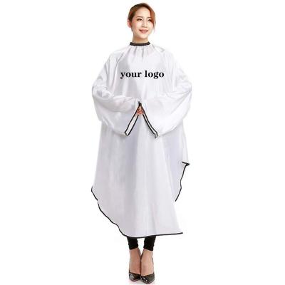 China Adjustable Waterproof Salon Hairdressing Salon Custom Made Long Sleeves Hairdresser Cape Logo for sale