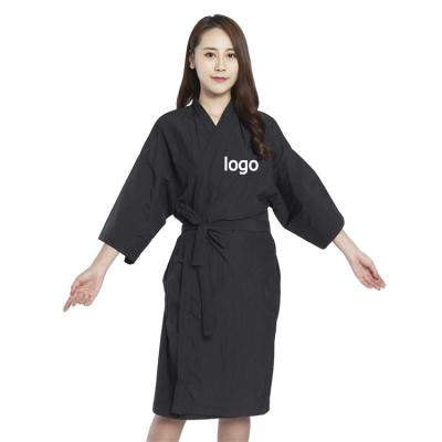 China Custom Size Logo Hairdresser Adjustable Custom Size Logo Beauty Spa Kimono Salon Client Waterproof Long Robes for sale