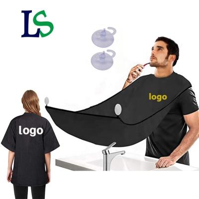 China Waterproof Adjustable Size Hairdressing Bib Hairdresser Custom With Logo Men Makeup Cape Shaving Beard Black Apron for sale