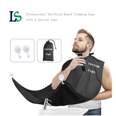 China Cheap Adjustable Waist Men Shaving Trimming Beard Apron Printing Logo Waterproof Black Beard Bib for sale