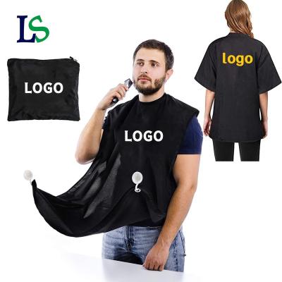 China Adjustable Custom Hair Cap Men Logo Haircut Barber Gift Salon Beard Care Shaving Apron Black Bib Men Beard Care Shaving Apron for sale