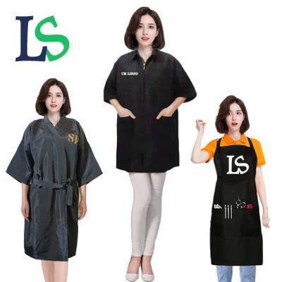 China Custom Logo Hairdresser Jackets Shirt Barber Cape Beauty Salon Profession Hair Uniform Cape Beauty Logo Hairdresser Jackets Shirt for sale