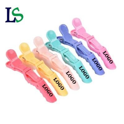 China Customized Durable Logo Salon Hairdresser Hairpins Hair Clip Alligator Plastic Styling Hair Clips For Women for sale