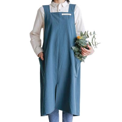 China Size Adjustable Custom Cotton Japanese Kitchen Cooking Cross Back Canvas Woman Maternity Apron for sale