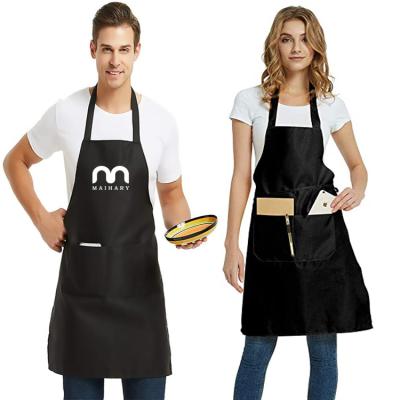 China Wholesale Adjustable Waist Hairdresser Adjustable Waist Women Logo Black Polyester Kitchen Apron Custom Made Bib for sale