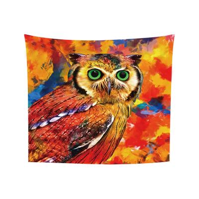 China Classic Owl Tapestry, Psychedelic Hippie Wall Art Decor Colorful Feathers Tapestry for Bedroom Living Room Dorm TV Backdrop for sale