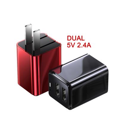 China Mobile Phone Dual USB Wall Charger Support Charging Two Devices Socket Foldable Travel Wall Charger for sale