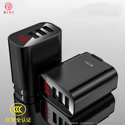 China DIVI Indoor Fast USB Charger 3 Ports Travel Multi USB Wall Charger OEM USB Charger For iPhone For Samsung for sale