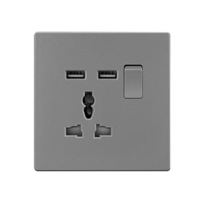 China New Design Modern Universal Power Switch Plug Easy Installation Silver Plastic Dual Port Usb Charger Led Indicator Outlet for sale