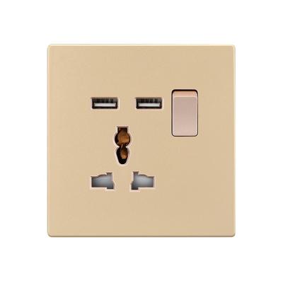 China New Luxurious Tin Phosphor Bronze High Quality Push Button Electric Socket Wall Switch Home Ignition Socket for sale