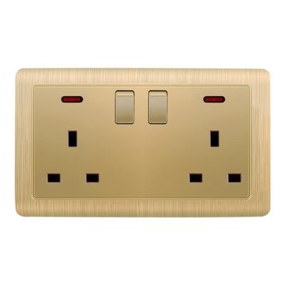 China New Product 86*86 Residential/Multi-Purpose Good Quality Gold Color Universal Switch Socket with Material Smart Switch and Lightweight PC Socket for sale