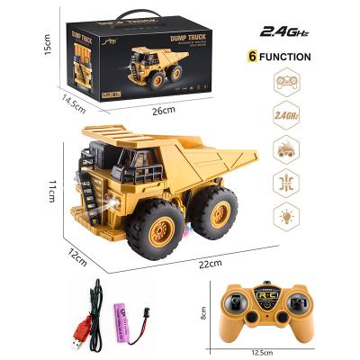 China 1:24 6 channel Amazon Hot sale rc hobby RC model engineering rc toys rc dump truck container truck for sale