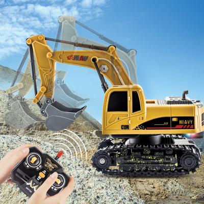 China Hot Sale Amazone Top Selling RC Model Truck Construction Vehicle 5 Channel RC Radio Remote Control Excavator For Kids R/C Toys Diggers Kids Play for sale