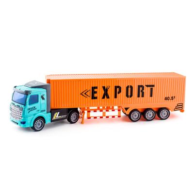 China PULL BACK 2021 New Big Funny Trailer Toy Container Truck Pull Back Trucks Toys For Boys Simulation Plastic Cars for sale